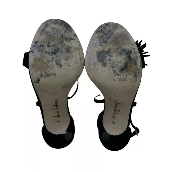 Sam Edelman Aisha Fringed Suede Womens Sandal Heels Open Toe Black 7.5 - Picture 5 of 8